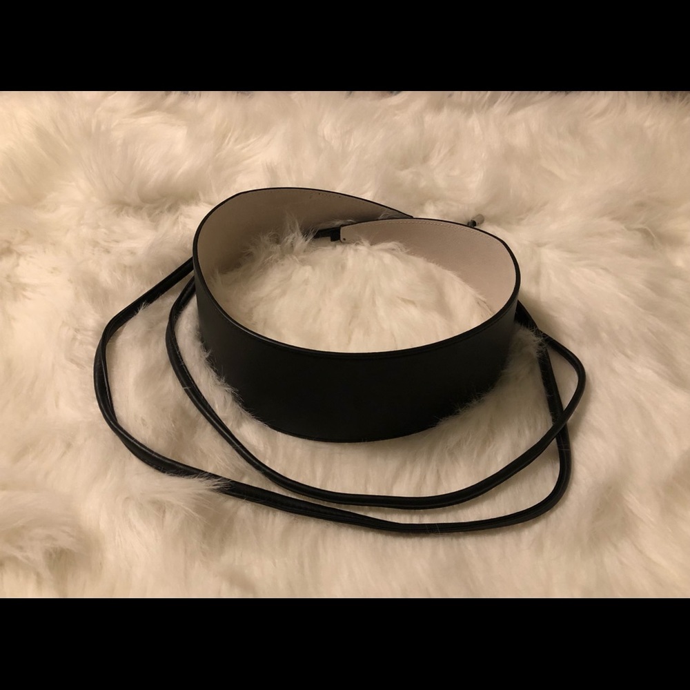 White House Black Market leather obi belt, XS/X black